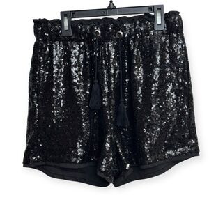 Forest Black Athletic Shorts with Reflective Fabric and‎ Elastic Waistband M